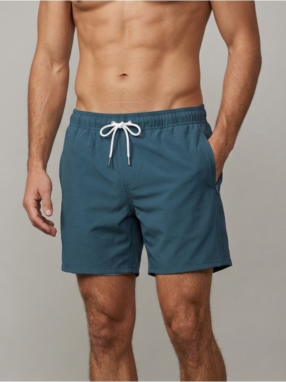 HOLLISTER 4-Way Stretch Swim Trunks in Teal 5.75” Inseam Size M